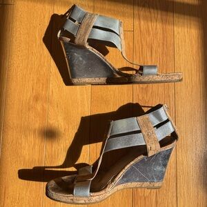 Donald J. Pliner Cork Wedge Metallic Sandals